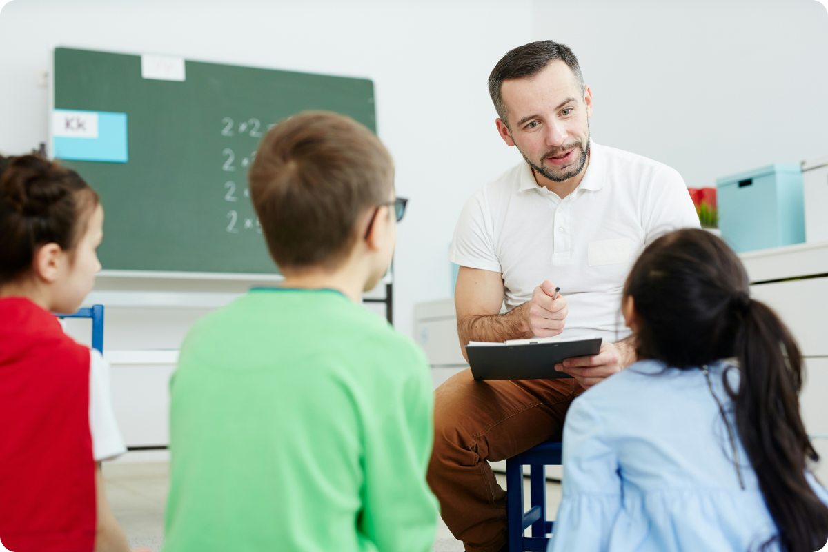 A teacher reading to students